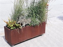 Plantekasse corten stål m/hjul 120x40x40